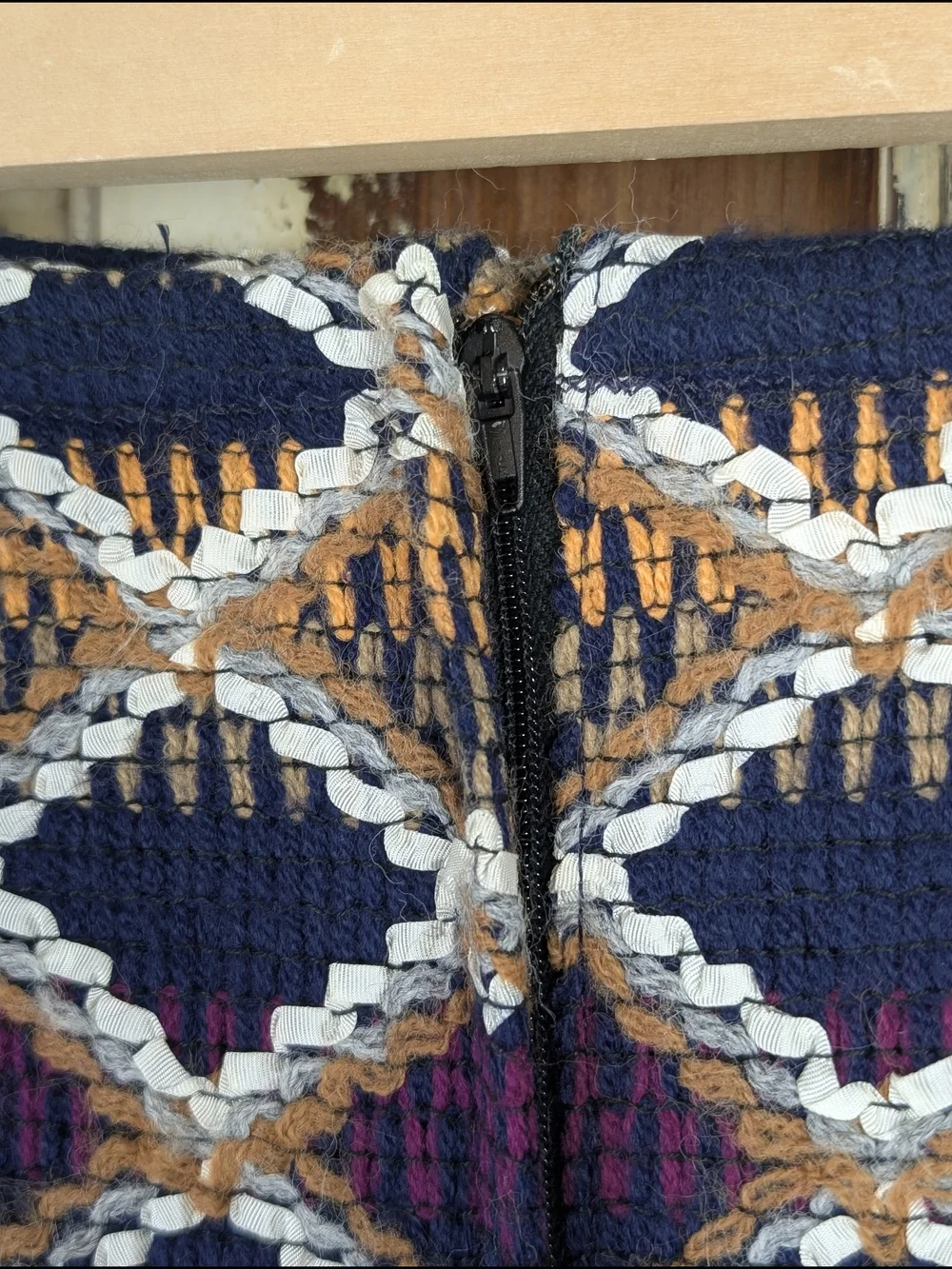 Handmade Multicolor Woven Geometric Boho Maxi Skirt Western Festival Size M - Picture 6 of 9